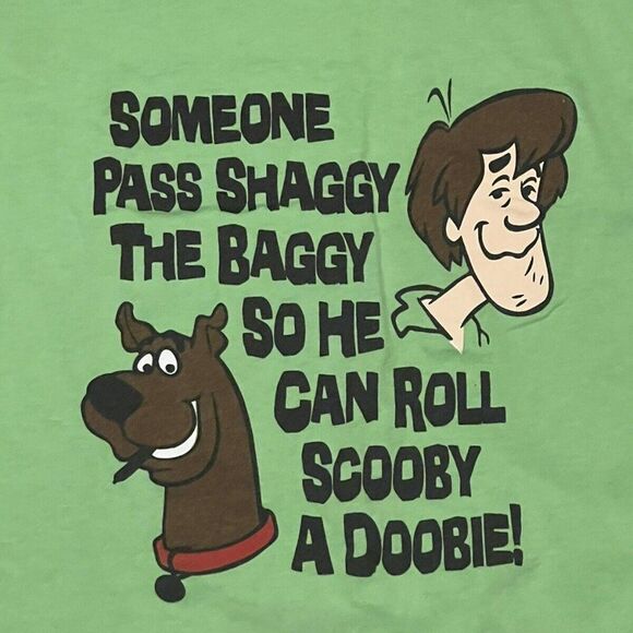 Scooby Doobie Doo Shaggy Weed Parody Funny Green T-Shirt Men’s Size - Picture 4 of 5